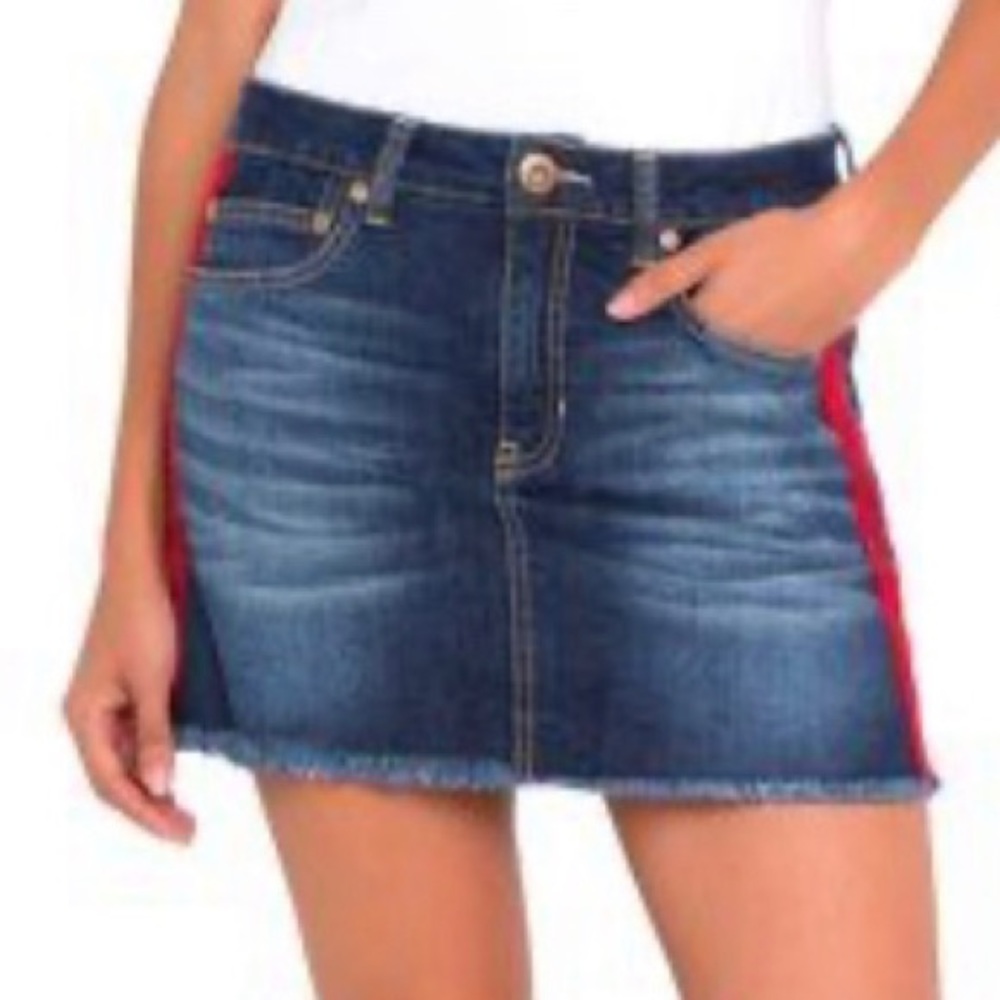 Red Lined Jean Skirt!